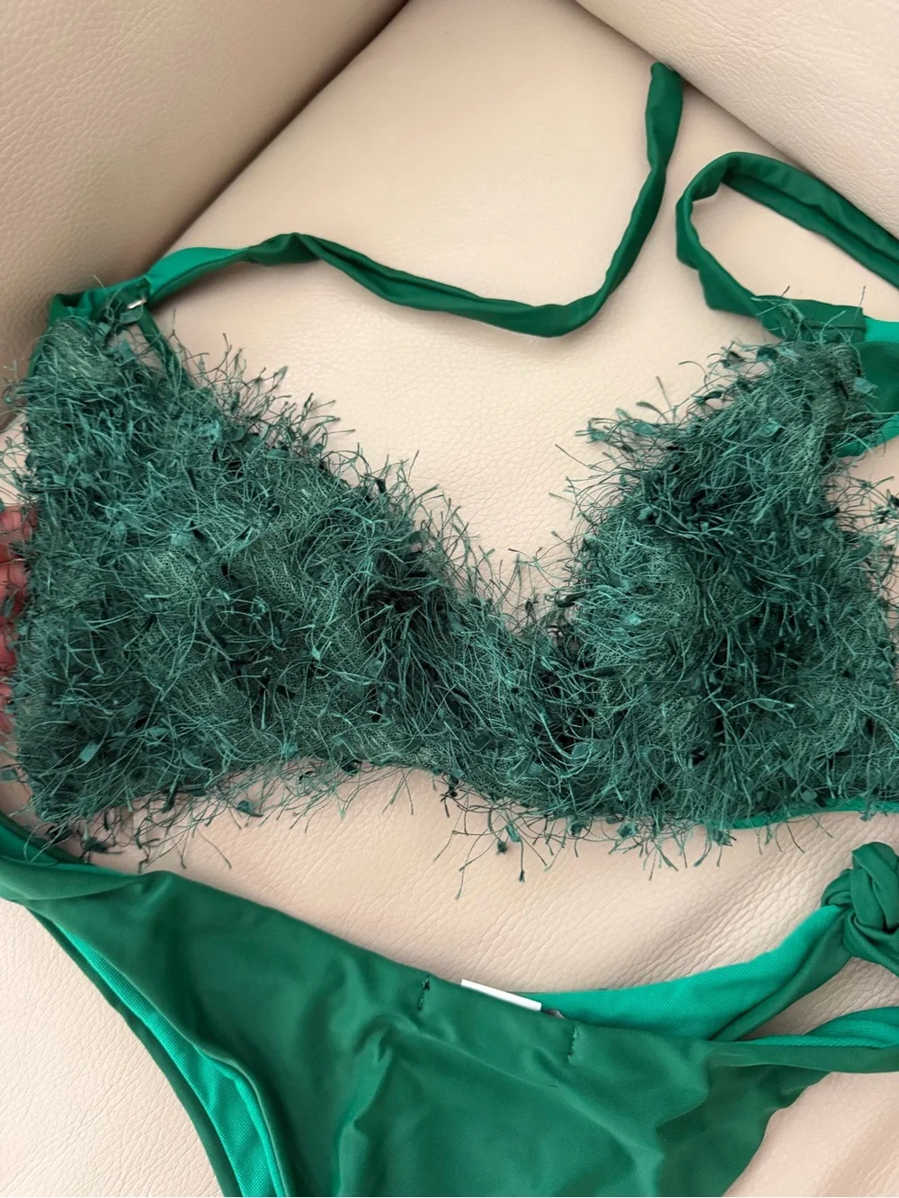 Prima Donna Emerald Green Feather-Trim Bikini Set